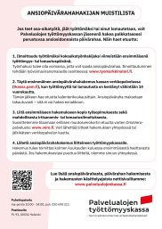 Ansiopäivärahahakijan muistilista